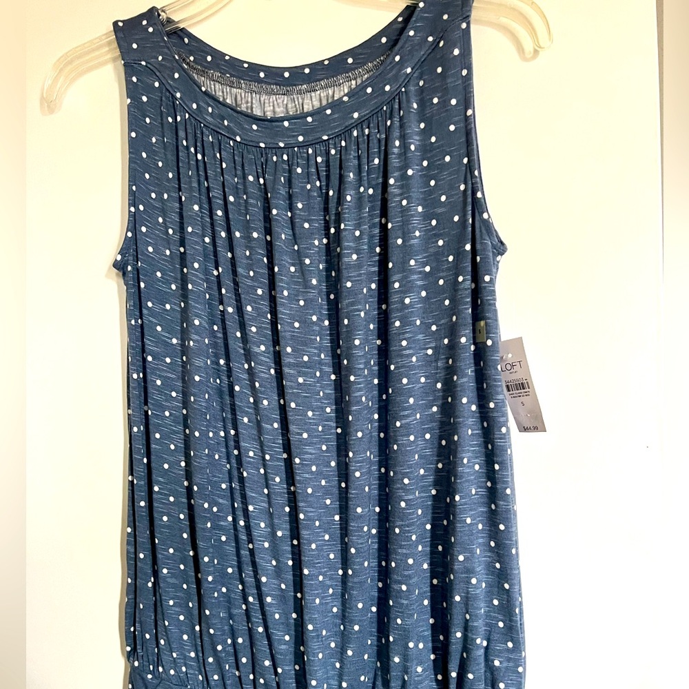 New With Tags LOFT Small Blue PolkadotSleeveless Blouse